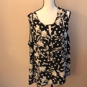 Chic Black and White Floral Women's Blouse